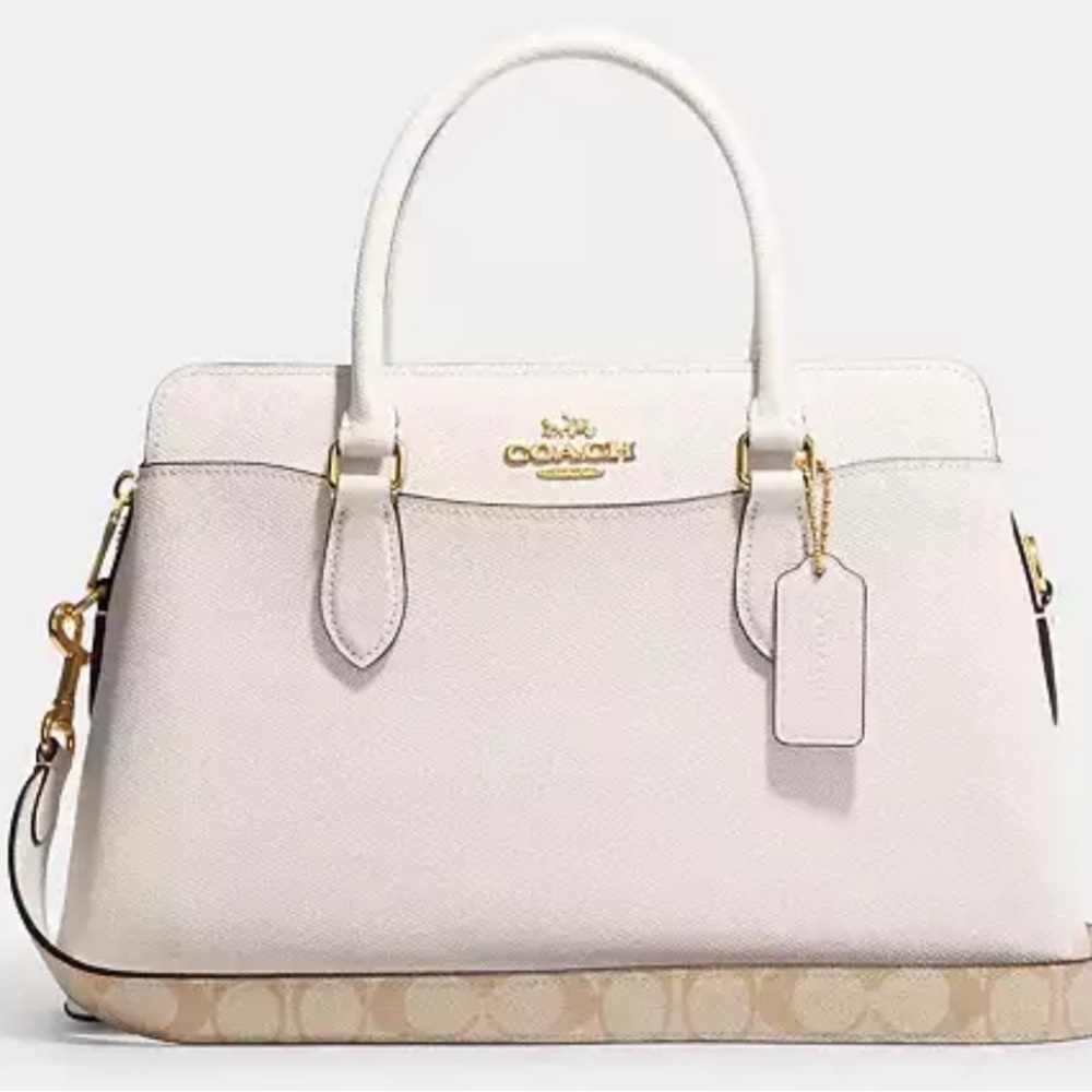 Coach Darcie Carryall Bag With Signature Canvas Detail NWT